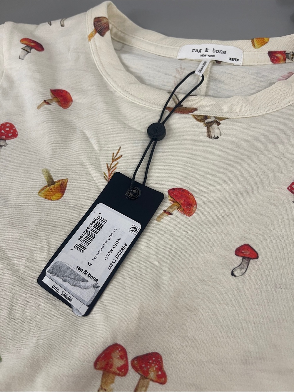 rag & bone Cream Tee with Red and Brown Mushroom Print - Picture 6 of 6